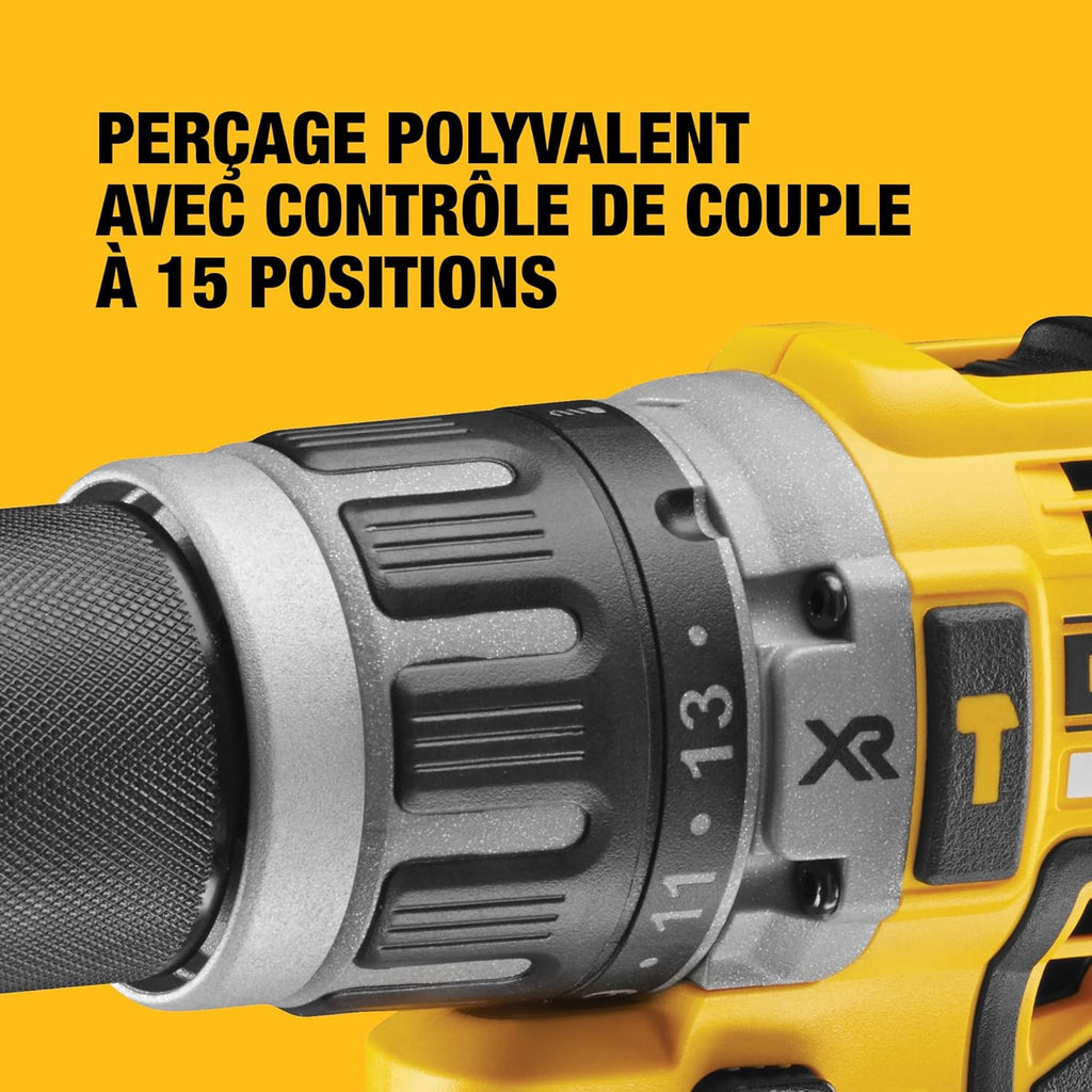 Kit Double18V XR Brushless – Comprend une Perceuse à Percussion Brushless, une Visseuse à Chocs, une Boîte de Rangement, un Chargeur Multivoltage et Deux Batteries XR 5Ah, DCK266P2-QW