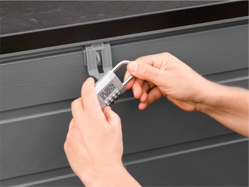 Olsen & Smith Abri de jardin en plastique de grande capacité – Résistant aux intempéries et assis avec coffre effet bois (680 L, anthracite)
