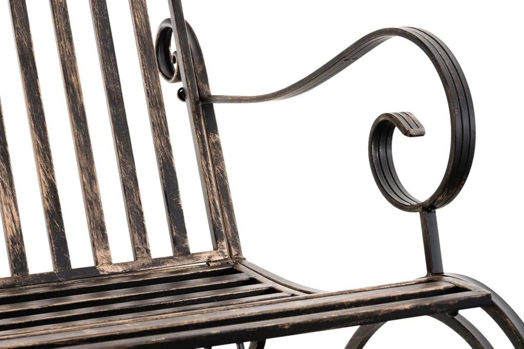 CLP Lot De 2 Fauteuils A Bascule en Fer Forgé Smilla I Rocking-Chair D'Extérieur avec Dossier Haut Et Accoudoirs, Couleur:Bronze