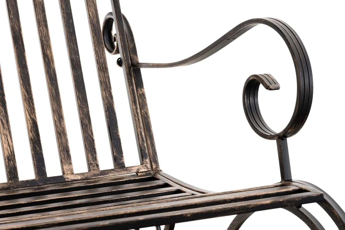 CLP Lot De 2 Fauteuils A Bascule en Fer Forgé Smilla I Rocking-Chair D'Extérieur avec Dossier Haut Et Accoudoirs, Couleur:Bronze