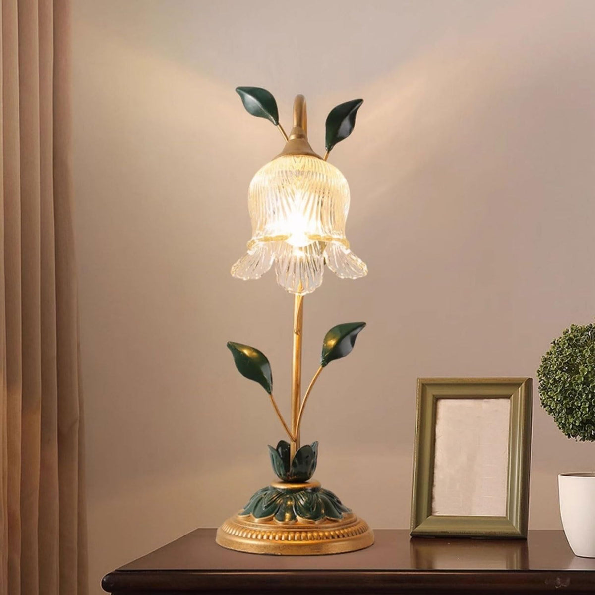 ruyi-1986 Lampes de table Lampe de bureau décorative for chambre à coucher, chevet chaleureux, fleur rose artistique, cadeau Petit