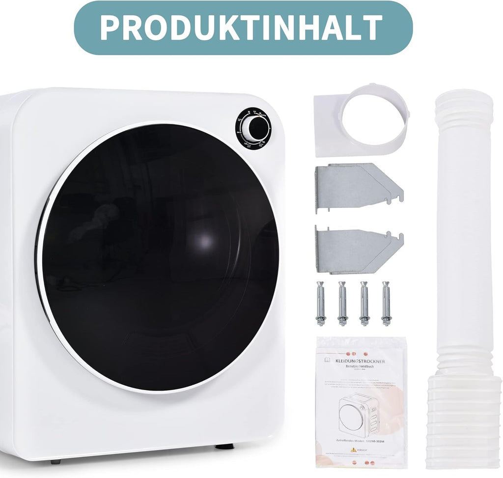Merax Petit séchoir à linge 5 programmes - Sèche-linge mural avec protection contre la surchauffe et triple filtre - 3 kg - 830 W