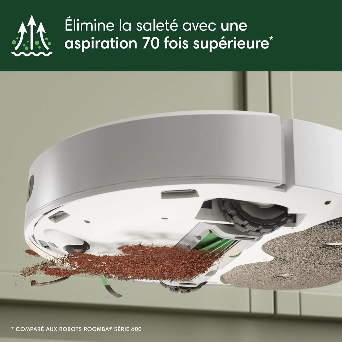iRobot Roomba Plus 405 Combo Robot + AutoWash - Base Multifonction - Lavage et séchage des lingettes - LiDAR Clearview - 75 Jours d'autovidage - Double Lavage avec SmartScrub - Blanc