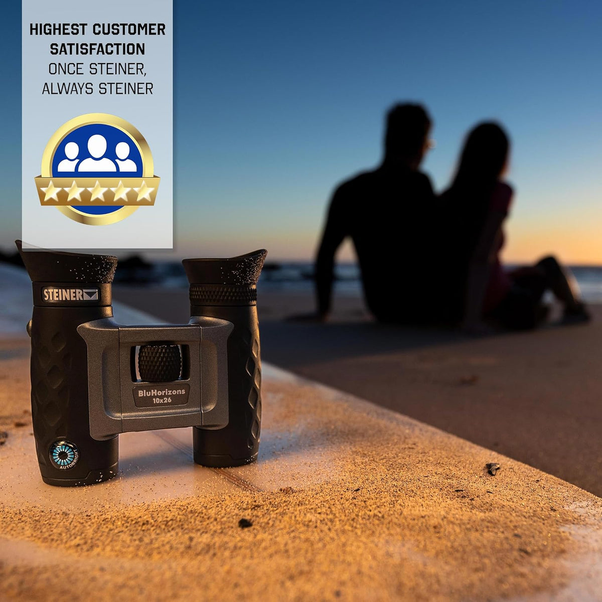 STEINER Jumelles BluHorizons 10x26 - Optique de qualité Allemande, réduit Les Reflets ou l'éblouissement de l'eau, du Sable ou de la Neige, compacte et légère
