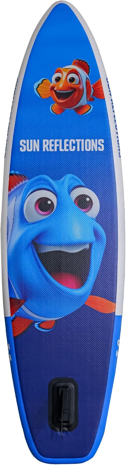 Sun Reflections Kids Planche de SUP gonflable pour enfants de 250 cm, kit complet avec pagaie réglable, laisse de sécurité, sac de transport et aileron | antidérapant