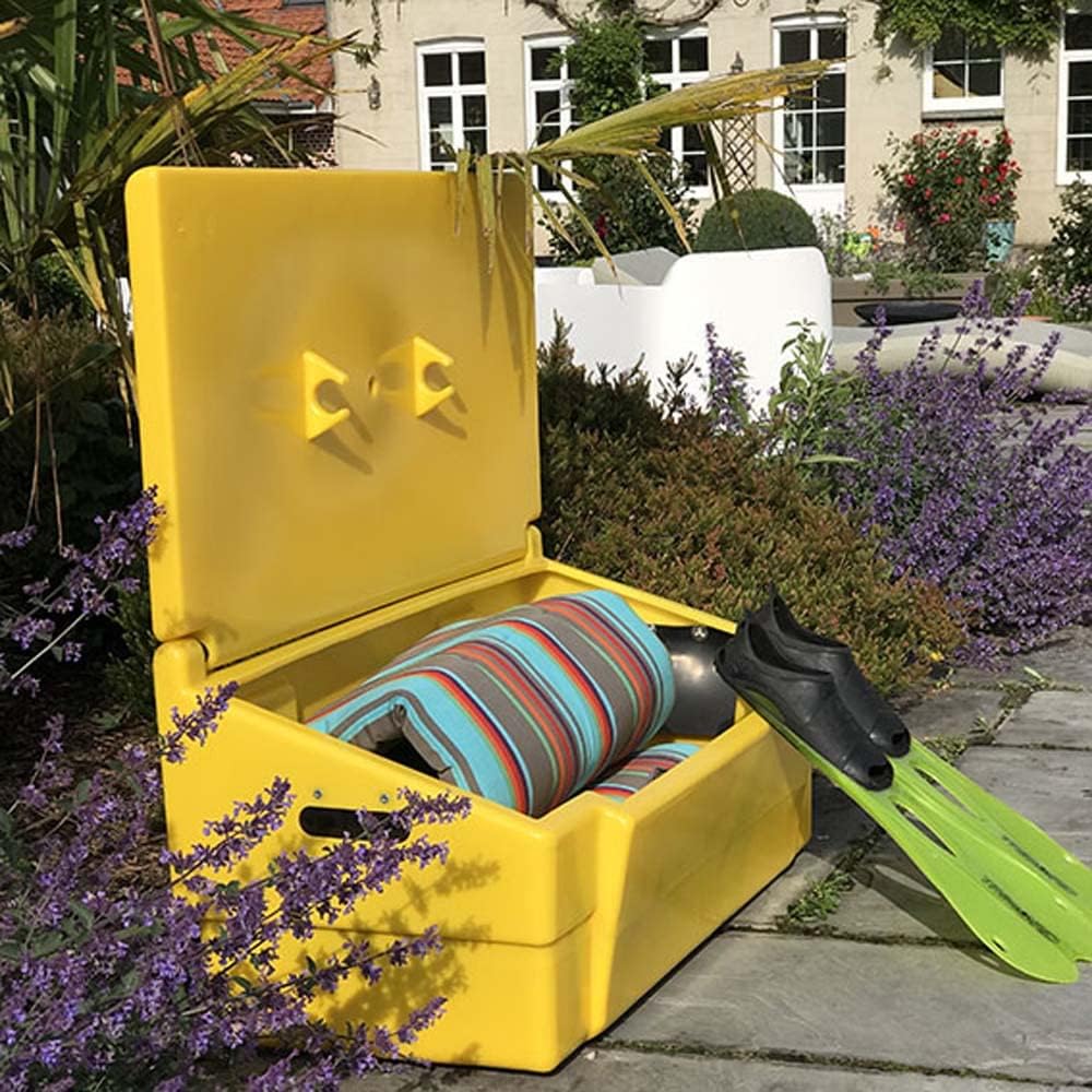 Coffre de rangement multiusage intérieur/extérieur 100L - Couleur : jaune - Fabrication française