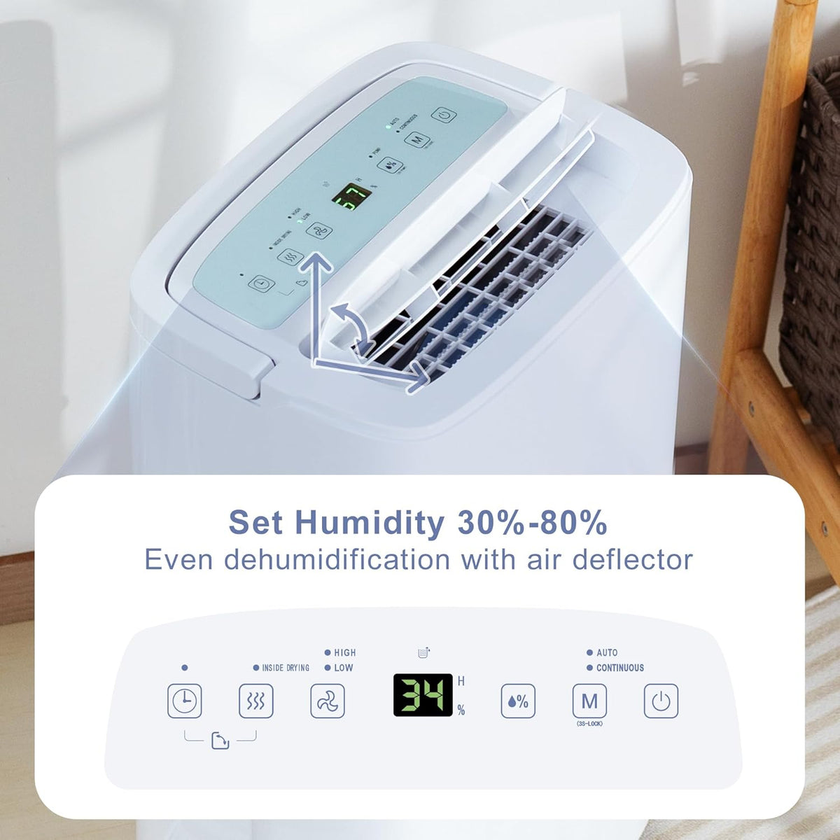 Deshumidificateur d’Air Électrique 90L/Jour Anti-Moisissures avec Pompe Relevage 5m - Silencieux 43dB pour Cave, Chambre, Salle de Bain 240m² | Réservoir 8L, Drainage Continu