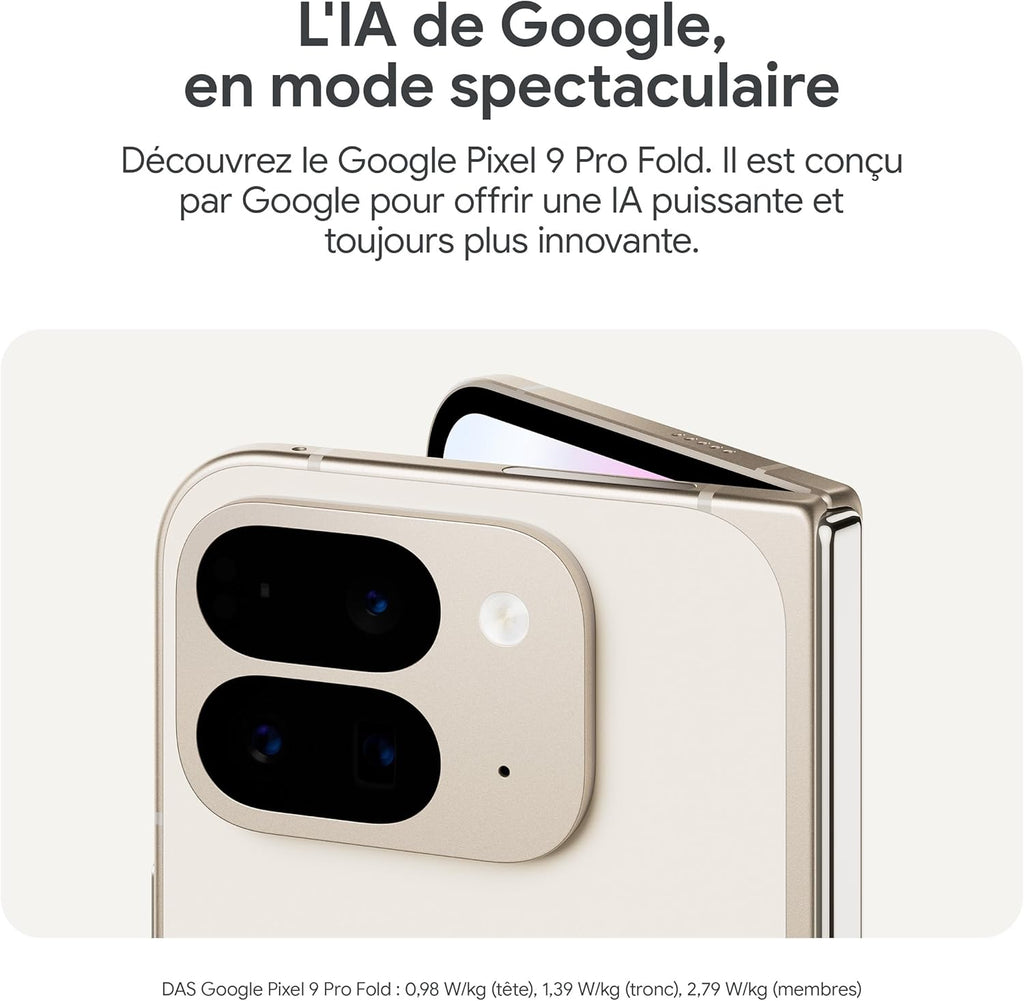 Google Pixel 9 Pro Fold - Smartphone Android débloqué avec Gemini - Triple Appareil Photo arrière avancé - Écran Pliable - Vidéo en Mode Mains Libres -Porcelaine, 512GB