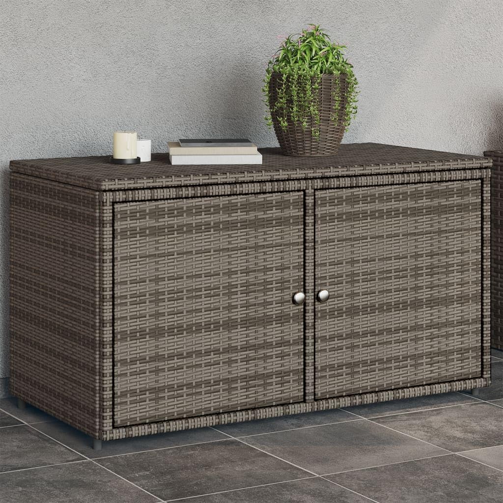 Canditree Armoire de Rangement de Jardin en Résine Tressée, Armoire Bass D'extérieur avec 2 Portes 2 étagère (Gris)