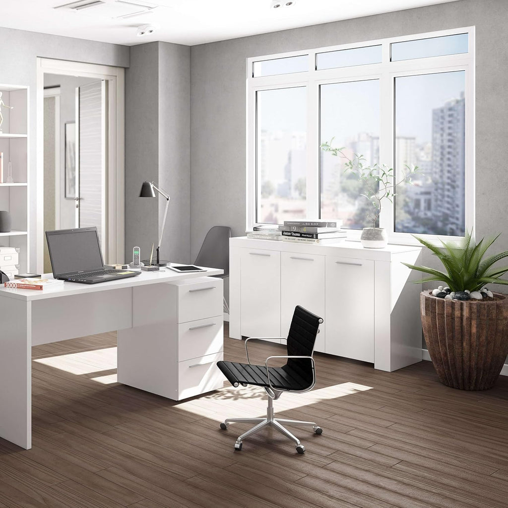 Habitdesign Modèle Ambit Buffet moderne pour salle à manger, couleur Blanc « Artik », dimensions : 144 x 42 x 80 cm (l x P x H).