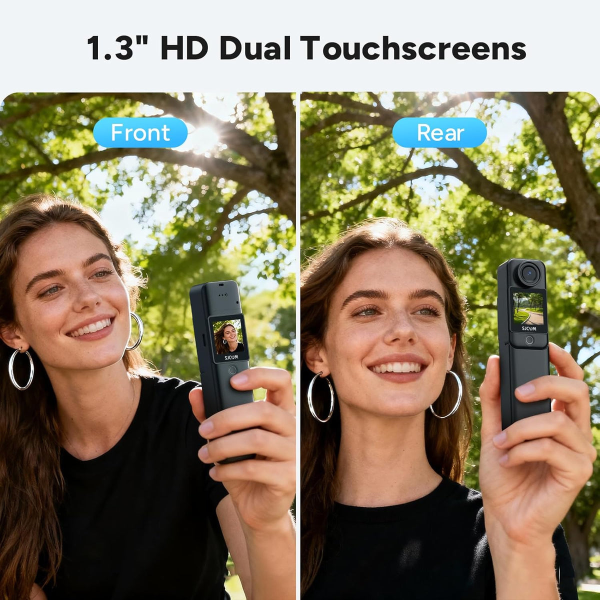 SJCAM C300 Caméra d'action de poche 4K, 7 heures d'autonomie, double écran tactile, noir