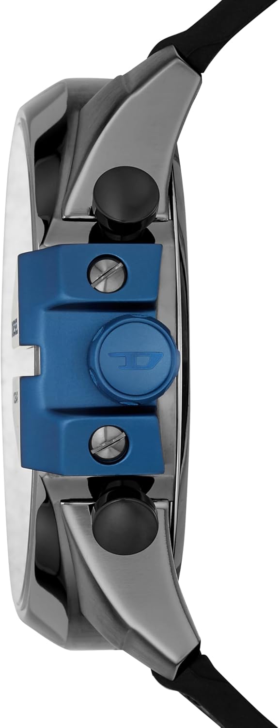 Diesel Montre Mega Chief pour Homme, Mouvement chronographe avec Bracelet en Silicone ou synthétique