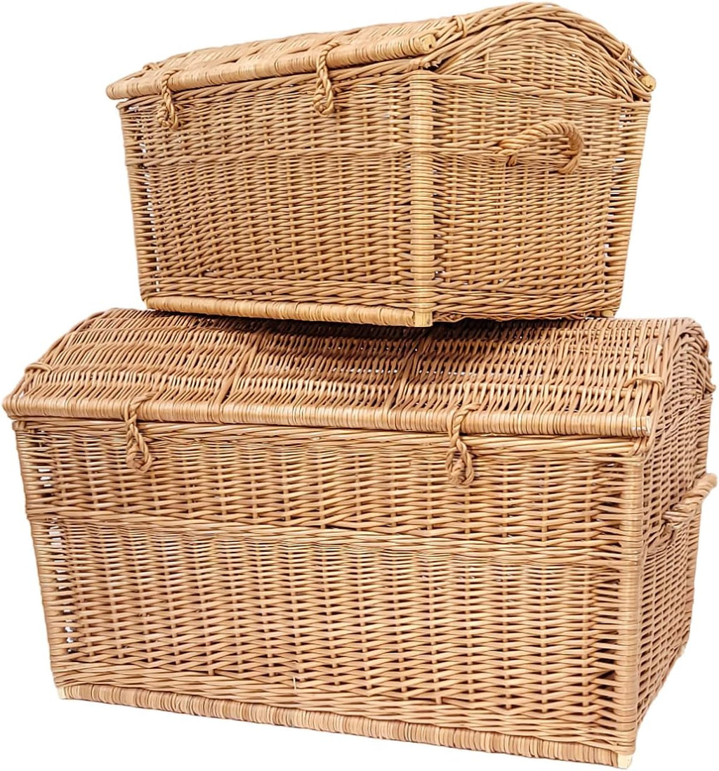 Panier en osier de 60 cm et 80 cm, en forme de pirate, coffre en osier, rangement pour couvertures, livres, jouets ou autres objets