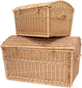 Panier en osier de 60 cm et 80 cm, en forme de pirate, coffre en osier, rangement pour couvertures, livres, jouets ou autres objets