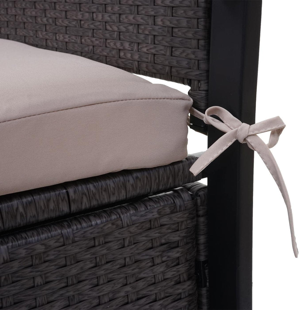 Décoshop26 Banc de Jardin 2 Places en polyrotin Gris Coffre de Rangement Coussin d'assise Beige 04 0004170