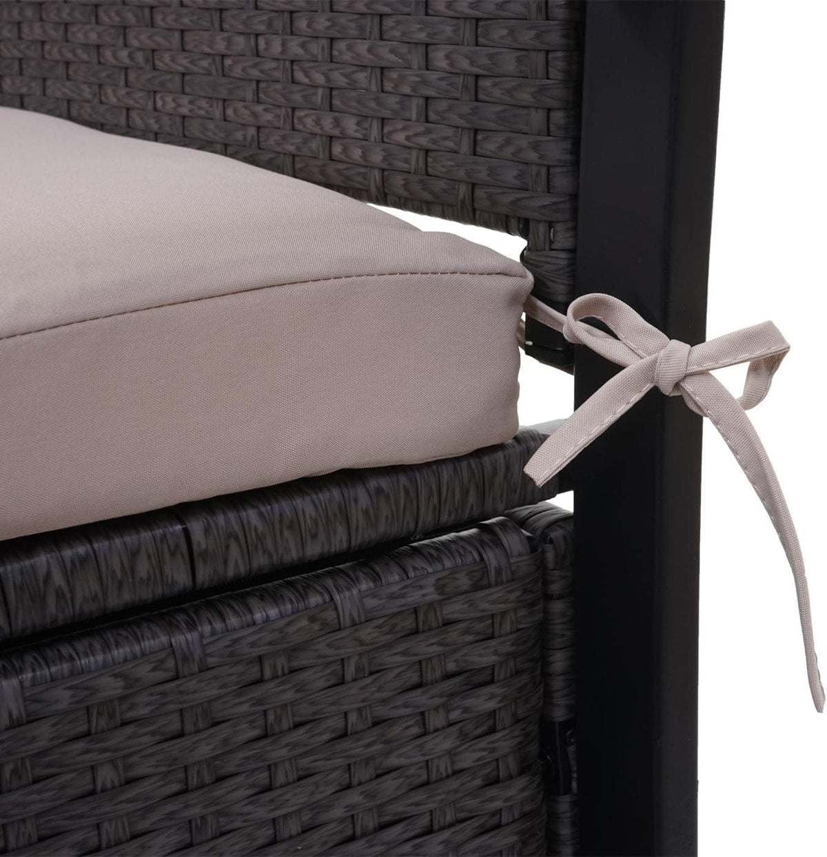 Décoshop26 Banc de Jardin 2 Places en polyrotin Gris Coffre de Rangement Coussin d'assise Beige 04 0004170
