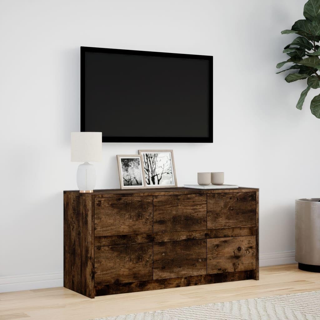 Festnight Meuble TV LED Meuble TV 100 cm Banc TV Table TVTable Television Salon Meubles pour Audio/vidéo Meuble de Salon-Chêne fumé-100 cm