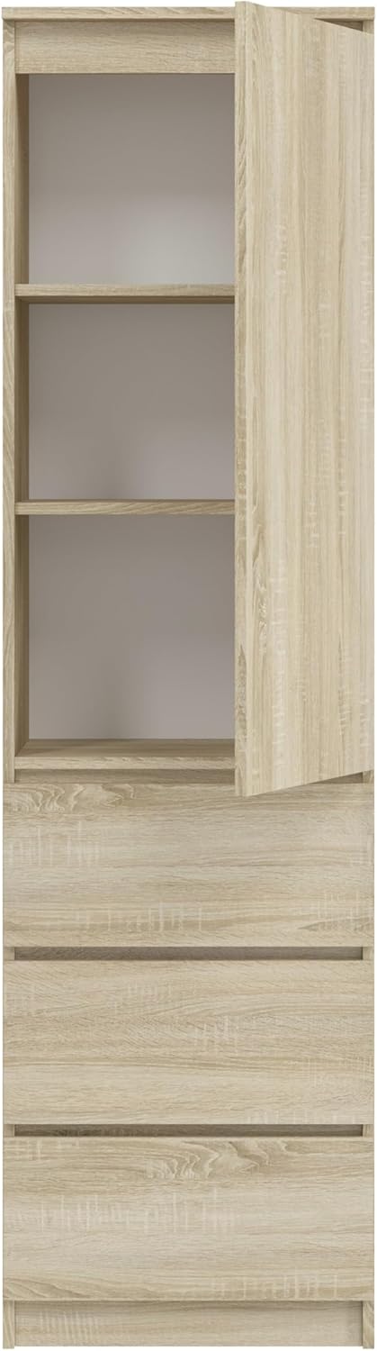 KUBUTKU Armoire multi-usages avec 3 tiroirs, 3 compartiments et portes, 180,5 x 50 x 40 cm, sonoma