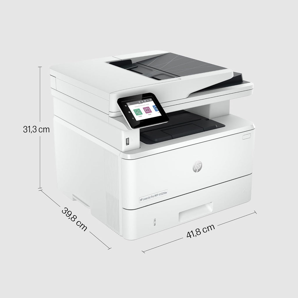 Laserjet Pro MFP 4102fdw, 2Z624F, imprimante Multifonction A4, Impression Automatique Recto-Verso, 42 ppm, Port USB hôte, Wi-FI, Ethernet, fax, ADF, Smart, Blanche