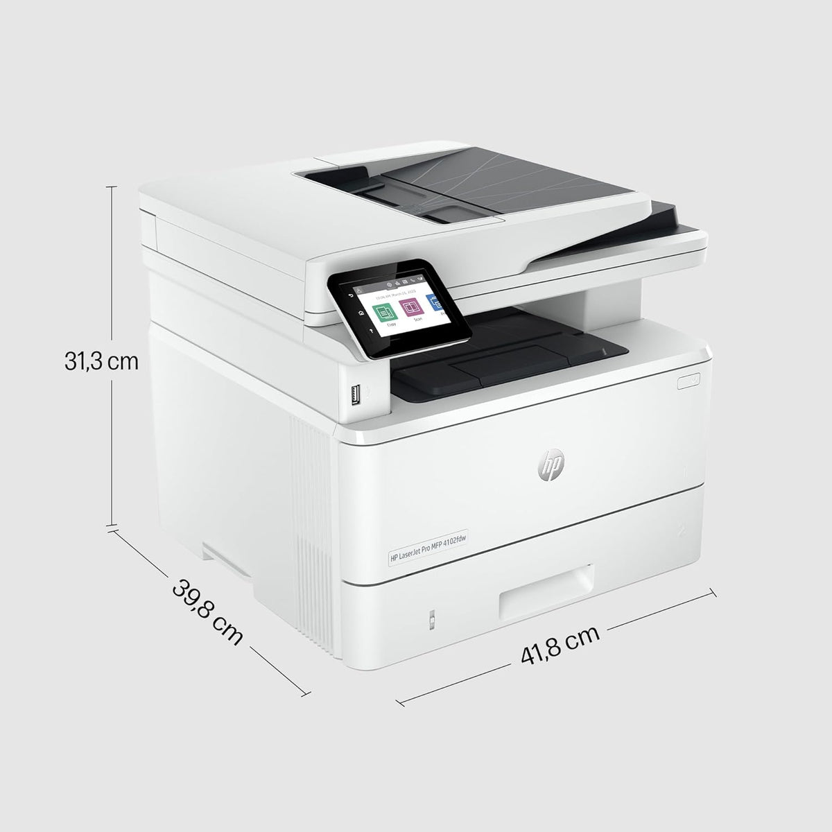 Laserjet Pro MFP 4102fdw, 2Z624F, imprimante Multifonction A4, Impression Automatique Recto-Verso, 42 ppm, Port USB hôte, Wi-FI, Ethernet, fax, ADF, Smart, Blanche