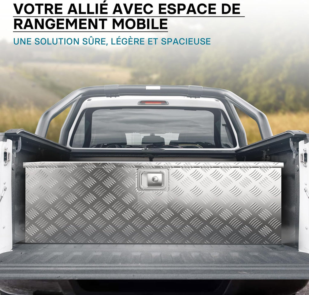 Wiltec Caisse à outils en aluminium – 124 x 37 x 38 cm – 170 litres – Boîte à outils alu ondulé – Vérins à gaz, poignées – Transport Rangement