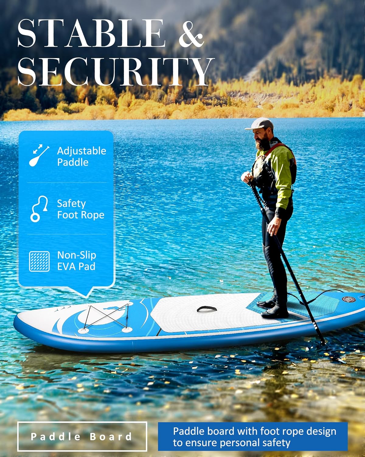 Planche à pagaie de 15,2 cm d'épaisseur avec accessoires ISUP et sac de transport et pompage rapide pour adultes et jeunes pour pagaie, surf, pêche, yoga