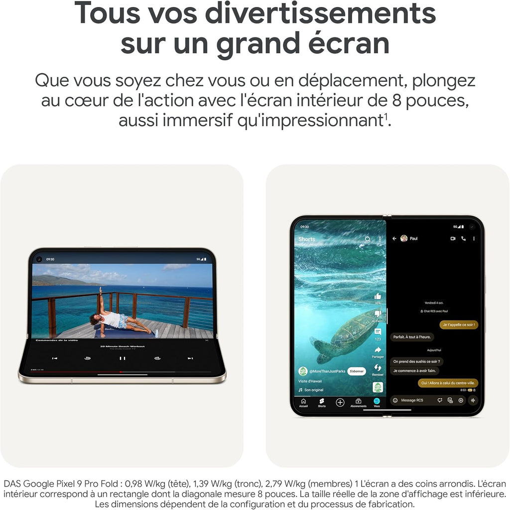 Google Pixel 9 Pro Fold - Smartphone Android débloqué avec Gemini - Triple Appareil Photo arrière avancé - Écran Pliable - Vidéo en Mode Mains Libres - Porcelaine, 256GB