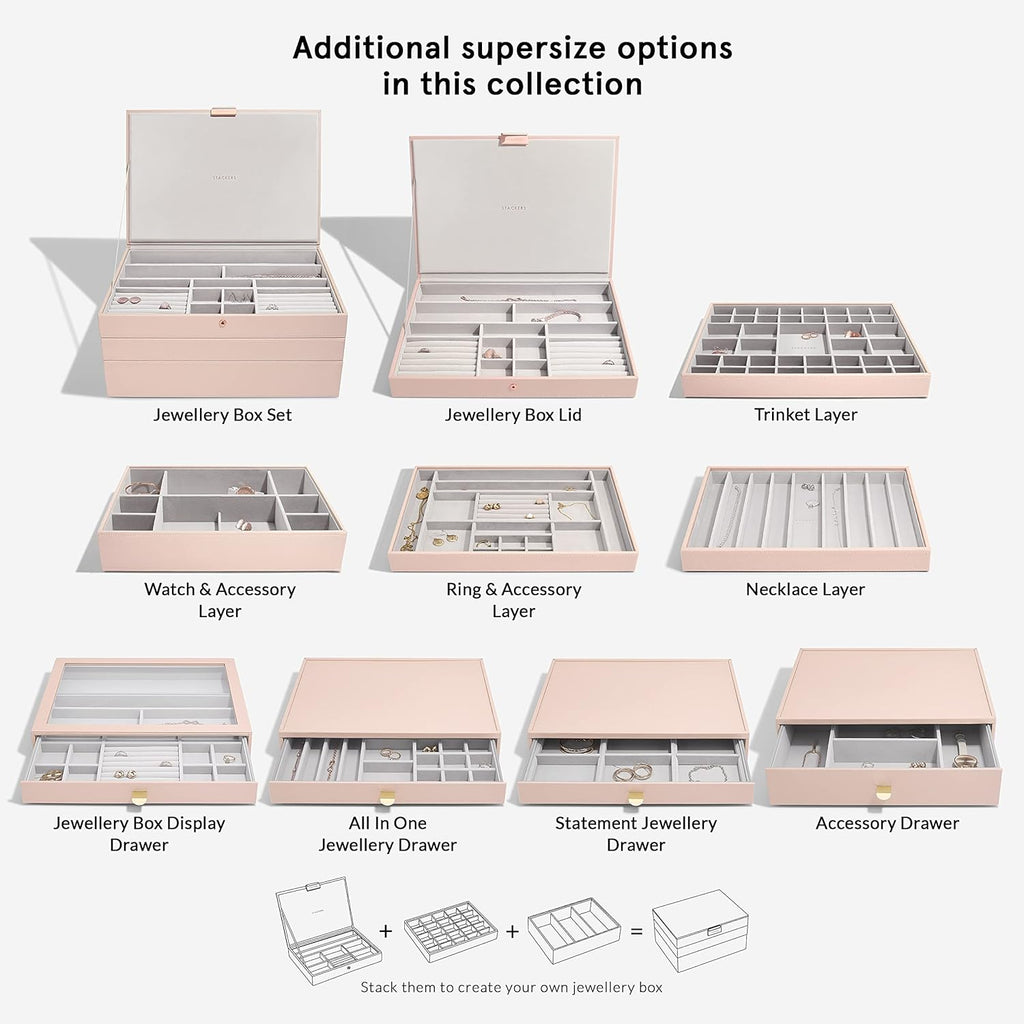 Stackers Blush Supersize Jewellery Box - Set of 3 (with Drawers)