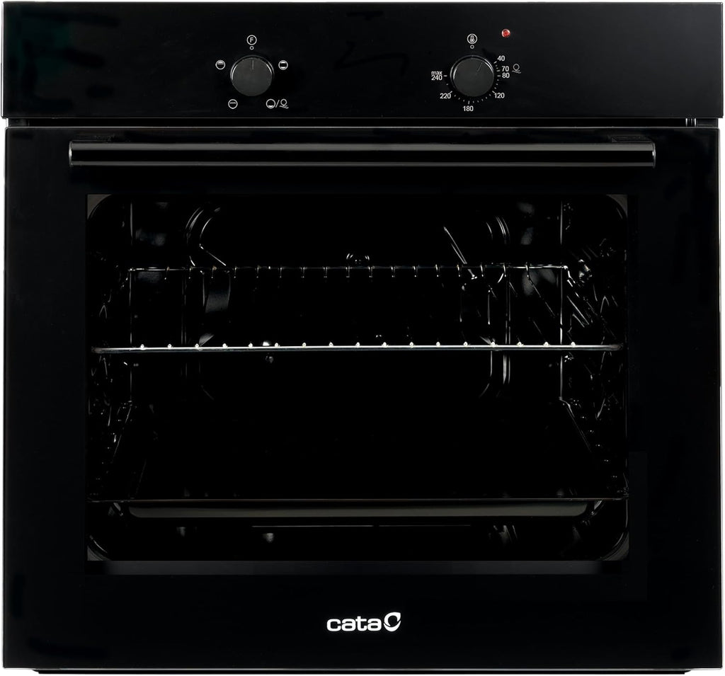 Cata Four statique SES 6004 BK 4 fonctions porte panoramique Full Glass Nettoyage AquaSmart Éclairage intérieur Largeur 60 cm Grande capacité 62 L Éclairage intérieur Finition inox Verre noir