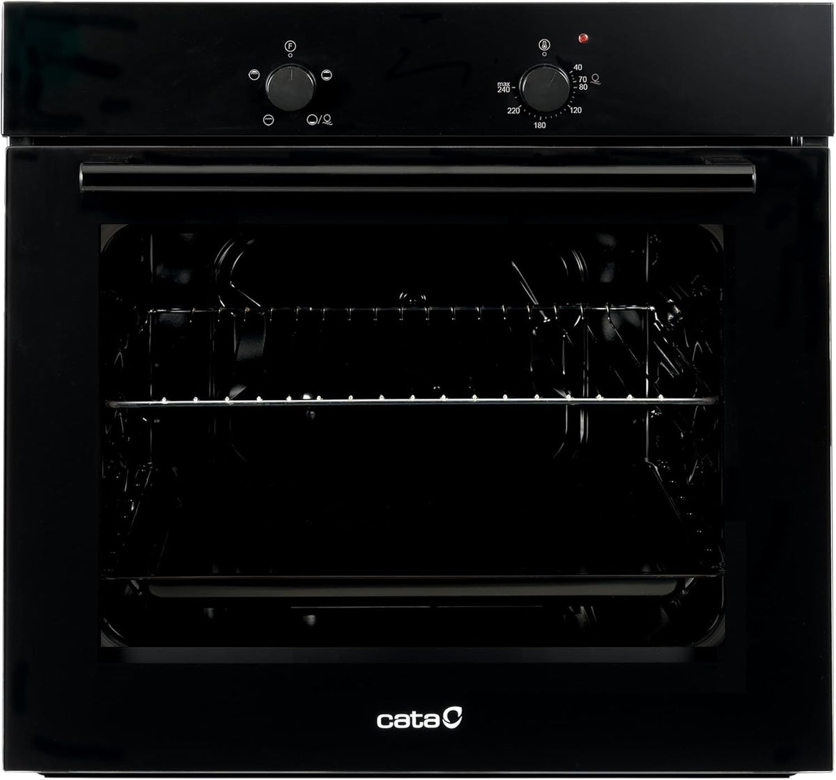 Cata Four statique SES 6004 BK 4 fonctions porte panoramique Full Glass Nettoyage AquaSmart Éclairage intérieur Largeur 60 cm Grande capacité 62 L Éclairage intérieur Finition inox Verre noir