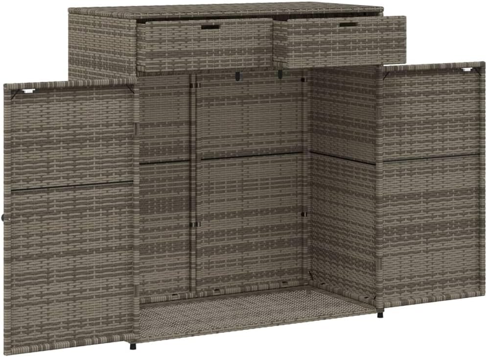 Canditree Armoire de Rangement de Jardin avec 2 Tiroirs 2 Portes, Meuble de Rangement Extérieur pour Outils Coussins (Gris)