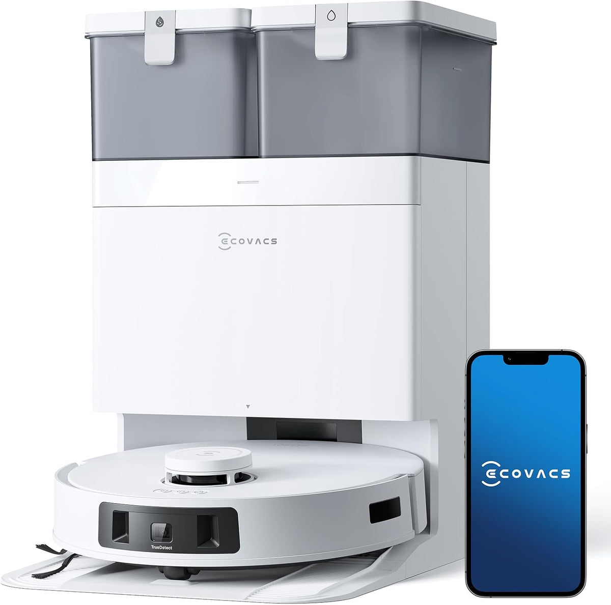 ECOVACS DEEBOT T30C Pro Omni Robot Aspirateur Laveur avec Station Omni, 12800Pa Aspiration, Brosse ZeroTangle 2.0, Nettoyage TruEdge, Auto-Vidange, Séchage 45°C, 200min Autonomie, Assistant YIKO
