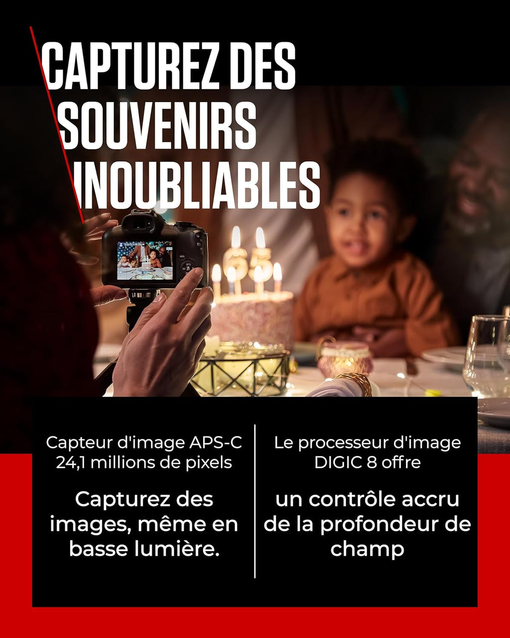 Canon EOS R100 Appareil Photo Hybride Compact à capteur APS-C stabilisé 24M Pixels, Vidéo 4K, Wi-FI, AutoFocus Dual Pixel, boitier Nu Noir