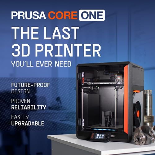 Prusa Core One, imprimante 3D FDM prête à l'emploi, assemblée et testée, Feuilles d'impression Amovibles, Bobine de PLA Prusament de 1 kg Inclus, Taille d'impression 9,8 x 8,6 x 10,6 Pouces