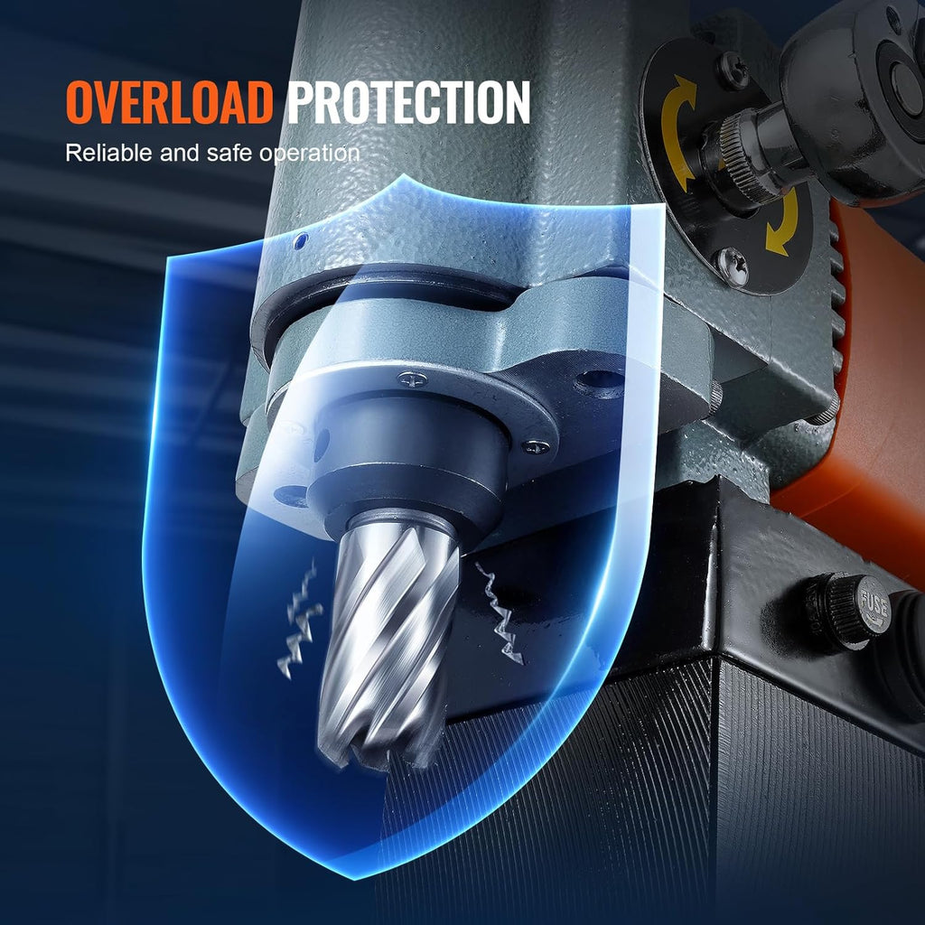 VEVOR Perceuse Magnétique à Profil Bas 1300 W, Perceuse à Colonne Magnétique Diamètre de Perçage Max. 35 mm, avec Dispositif de Refroidissement et Protection contre les Surcharges, pour Construction