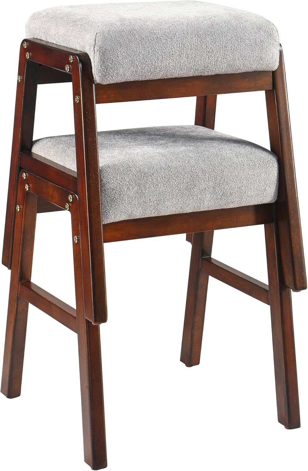 Banc de coiffeuse avec pieds en bois massif - Tabouret ottoman rembourré pour maquillage, salon, salle à manger et entrée - Élégant siège de coiffeuse et repose-pieds pour décoration d'intérieur