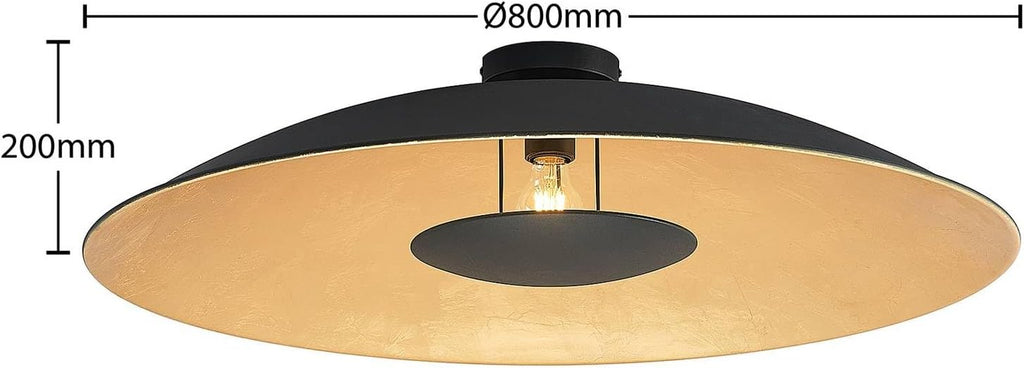 Lindby Plafonnier Narisara à intensité variable Moderne en Noir Métal e. a. pour Salon et Salle manger 1 lampe,à E27 , Luminaire Lampe Plafond Eclerage Eclairage Interieur