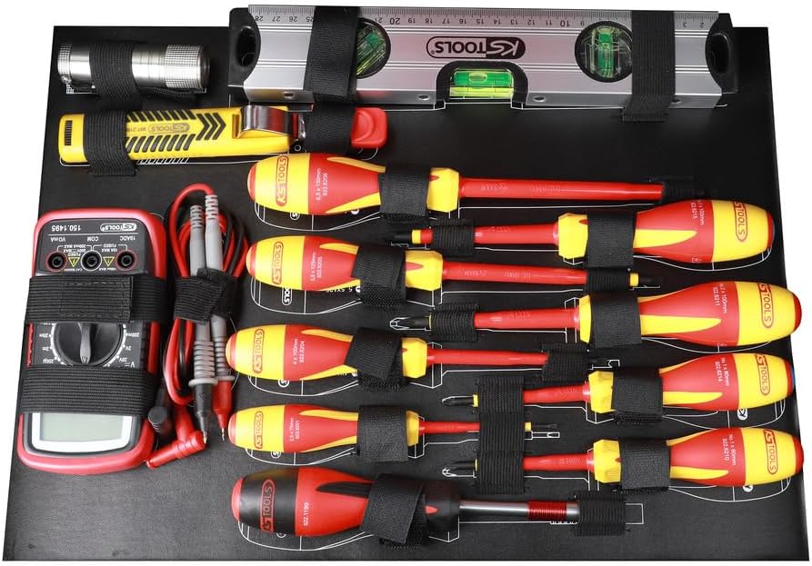 KS Tools - 922.0642F - Valise pour électricien et électromécanicien 1/4'' + 1/2", 142 pièces