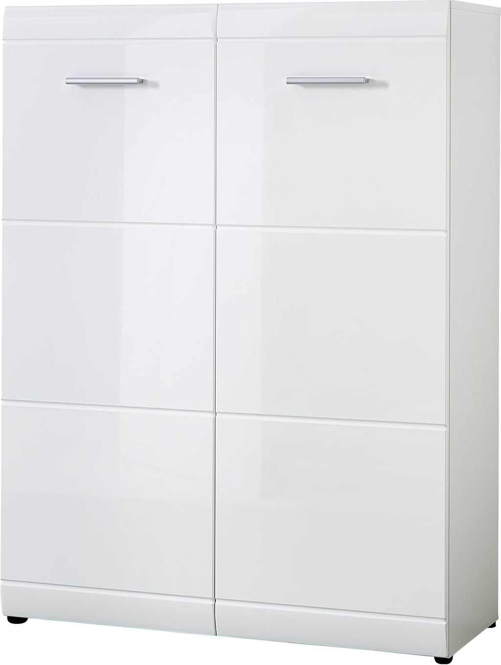 GERMANIA DIE MÖBELMACHER Meuble à Chaussures 3524-84 GW-Adana, en Blanc, façades Brillantes avec fraisage de rainures, 90 x 120 x 36 cm (l/h/p)
