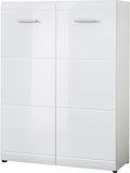 GERMANIA DIE MÖBELMACHER Meuble à Chaussures 3524-84 GW-Adana, en Blanc, façades Brillantes avec fraisage de rainures, 90 x 120 x 36 cm (l/h/p)