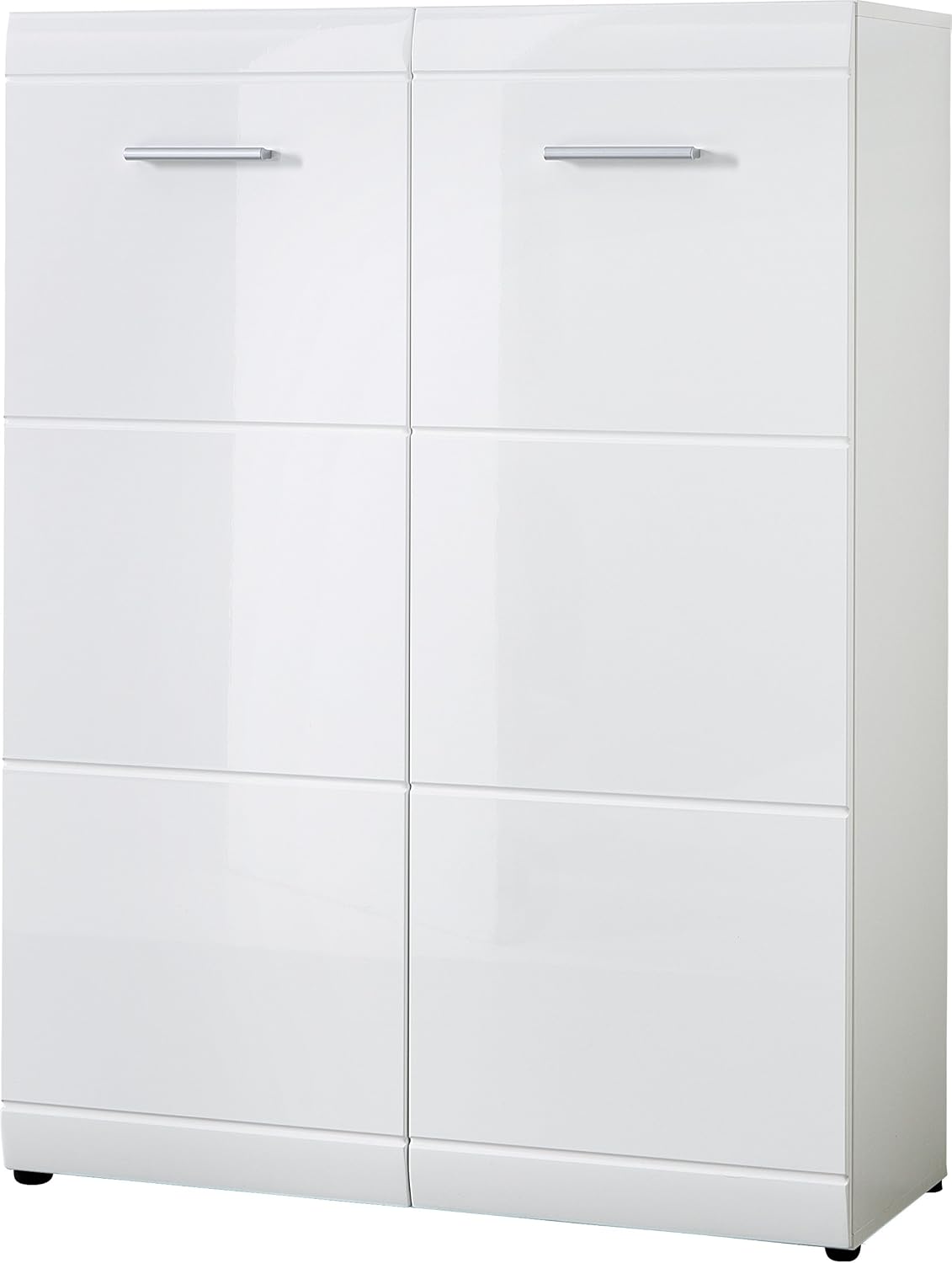 GERMANIA DIE MÖBELMACHER Meuble à Chaussures 3524-84 GW-Adana, en Blanc, façades Brillantes avec fraisage de rainures, 90 x 120 x 36 cm (l/h/p)