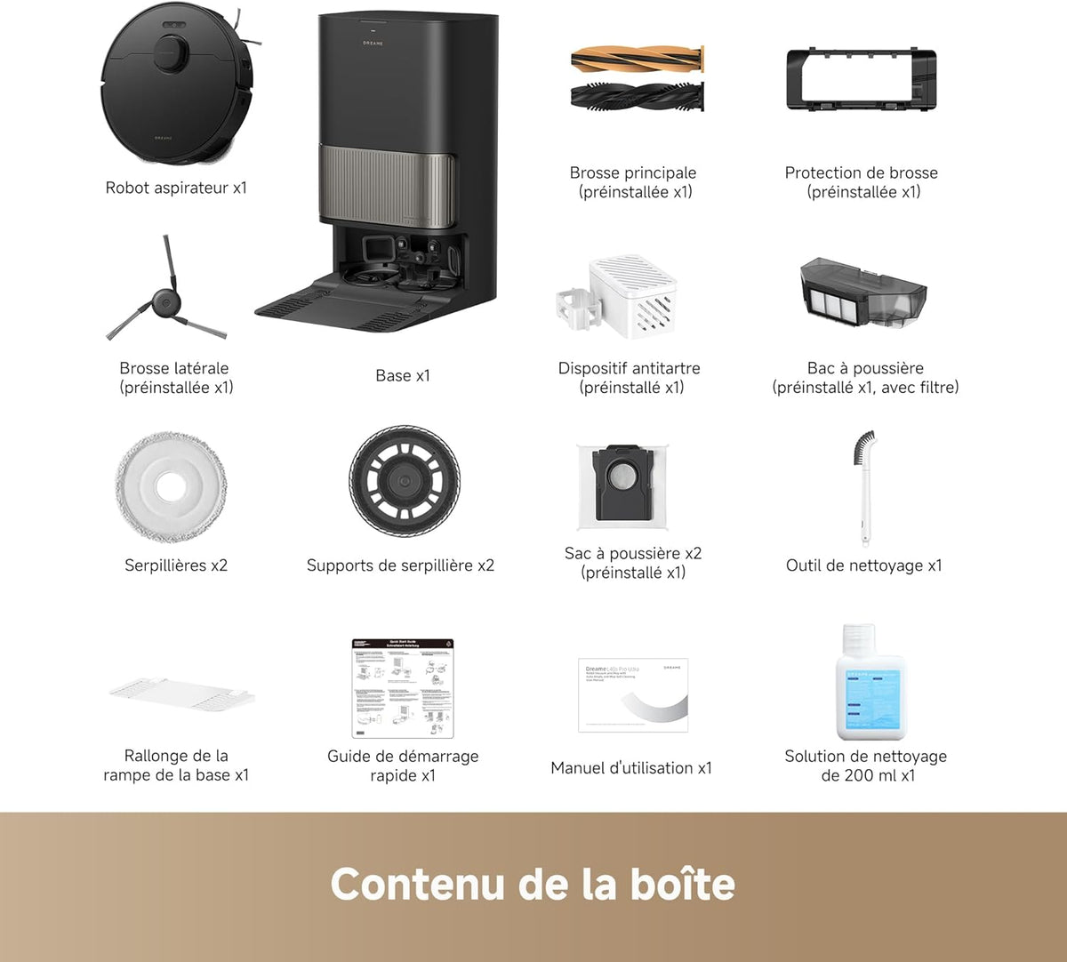 DREAME L40s Pro Ultra Robot Aspirateur, 19 000 Pa, Brosse Double HyperStream, Franchit 4 cm, Brosse latérale extensible et relevable, Nettoyage à la serpillière à l'eau chaude à 75°C,Auto-nettoyant3.0