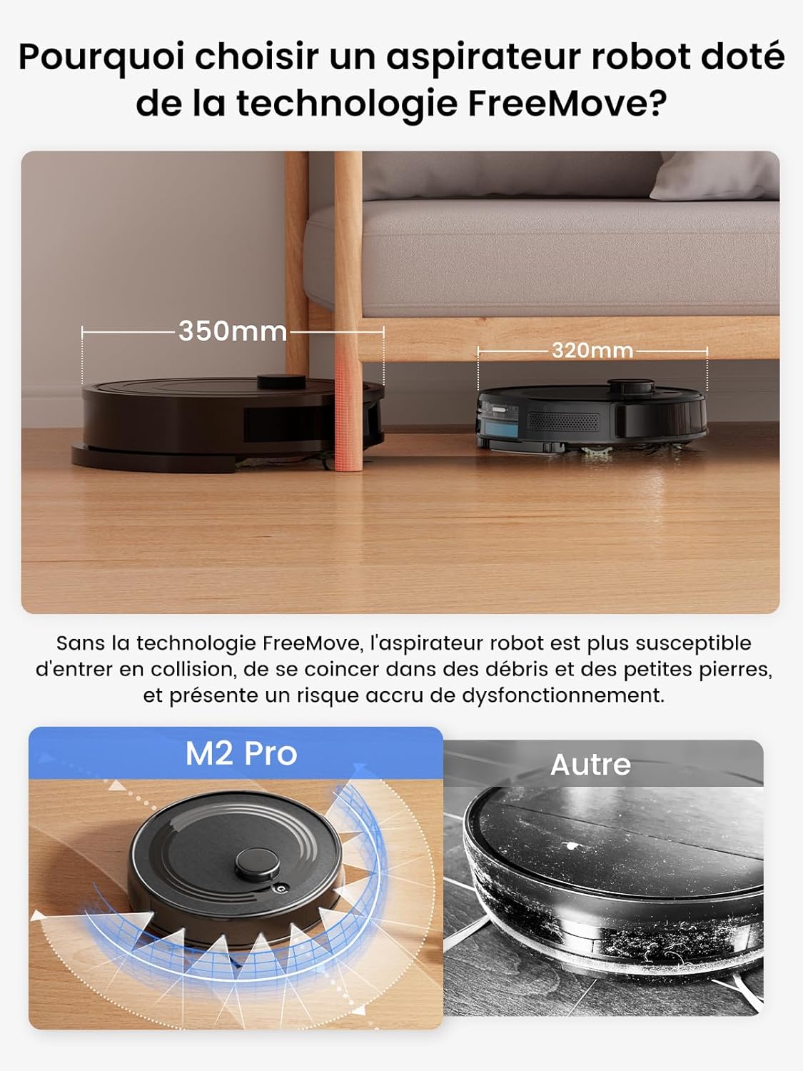 Lefant M2 Pro Robot Aspirateur Laveur 6000Pa avec Station Vidage Automatique Poussière,Navigation Laser avec Cartographie,Nettoyage Personnalisé, Évitement d'obstacles PSD, Idéal pour Poils d'animaux