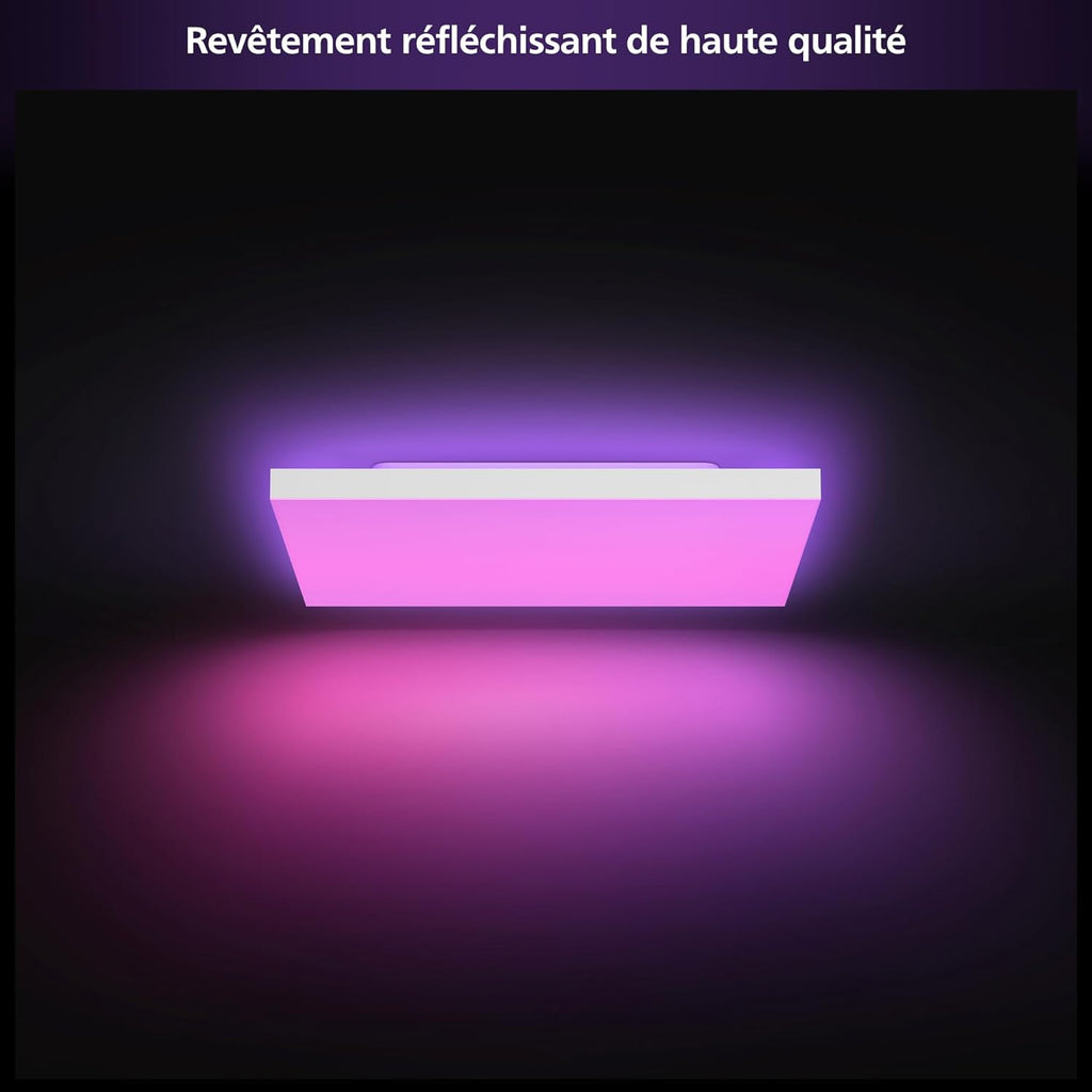 Hue Datura lampe de panneau intelligente carrée 60 x 60 cm , lumière blanche et colorée, compatible Bluetooth, commande vocale avec Alexa, Home et Google Assistant