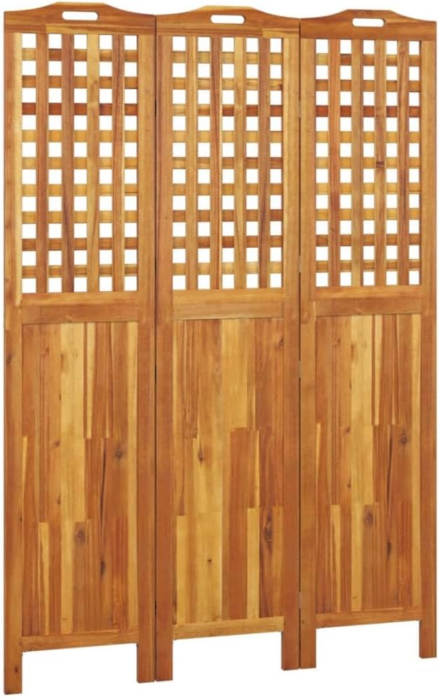 Paravent intérieur 3 Panneaux Pliables, Séparateur de pièce, Ecran d'Intimité Paravent Chambre à Coucher Maison Balcon, 121,5x2x180 cm Bois d'acacia