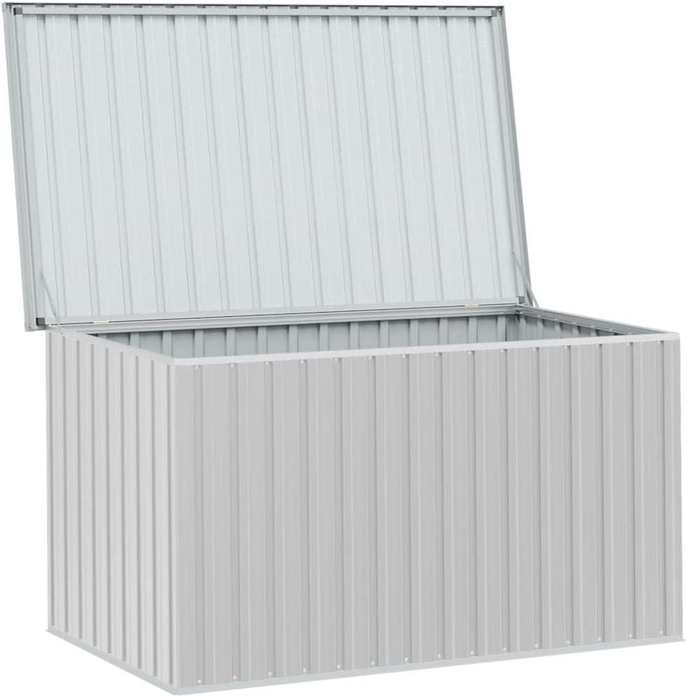 Teenpull Boîte de rangement de jardin grise - 171 x 99 x 93 cm - En acier galvanisé - Étanche - Pour coussins, couvertures, outils, meubles de jardin
