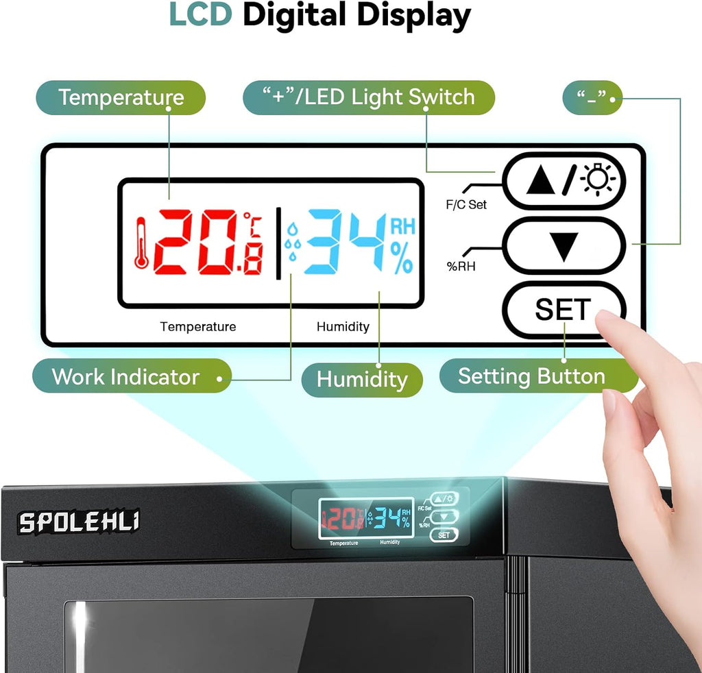 Armoire Sèche Pour Appareil Phot Déshumidificateur Numérique Boîte Sèche électronique 35l Avec Lumières Led Silencieux Et économie D'énergie Pour L'objectif De Caméra Et Le Stockage