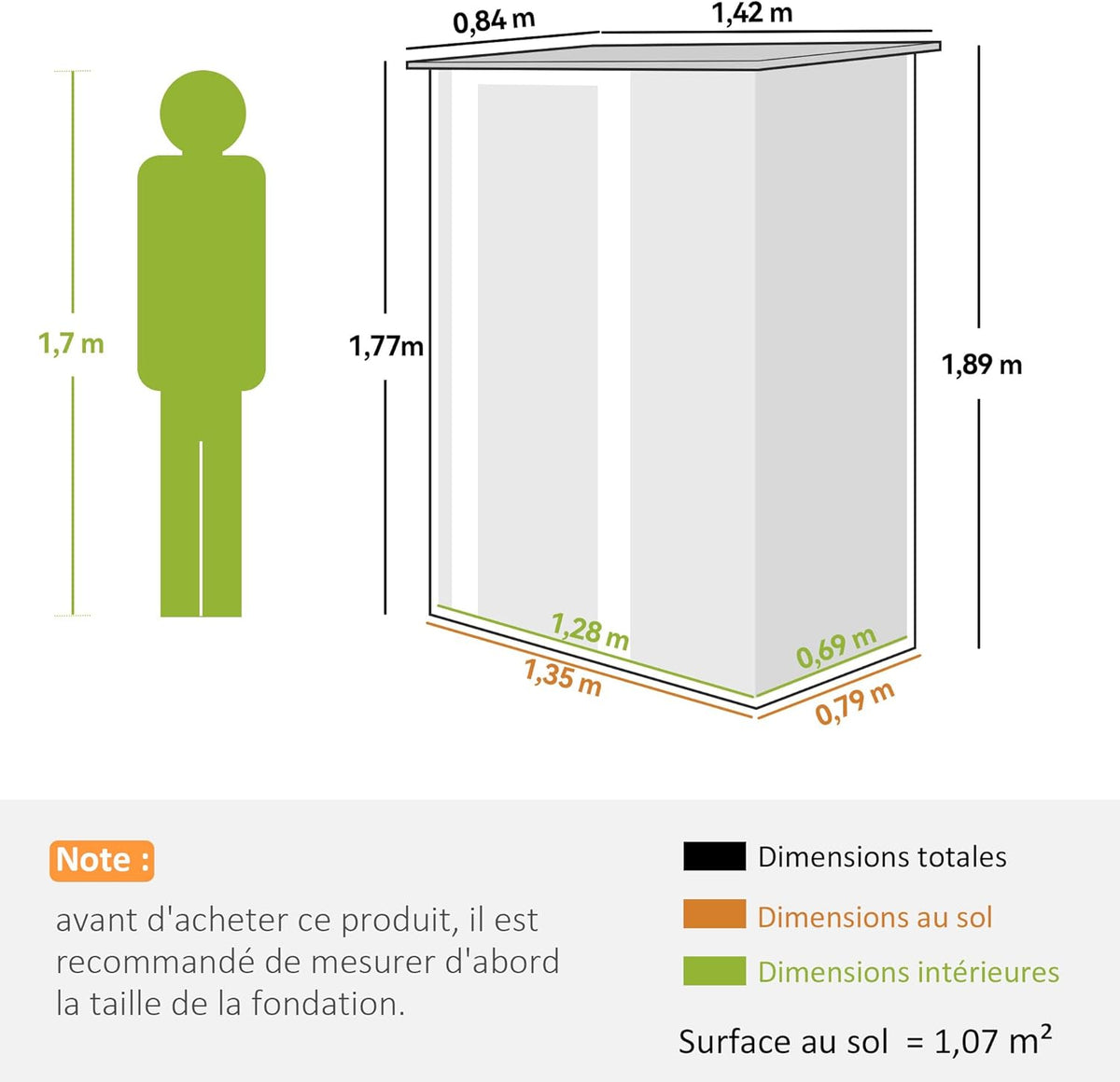 Outsunny Abri de Jardin 1 m² - abri à Outils - cabanon Porte verrouillable - dim. 142L x 84 x 189H cm - Acier galvanisé Marron