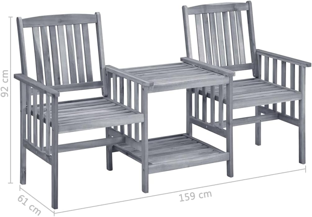 Générique Chaises de Jardin avec Table à thé et Coussins Acacia Solide,Salons de Jardin,3061317