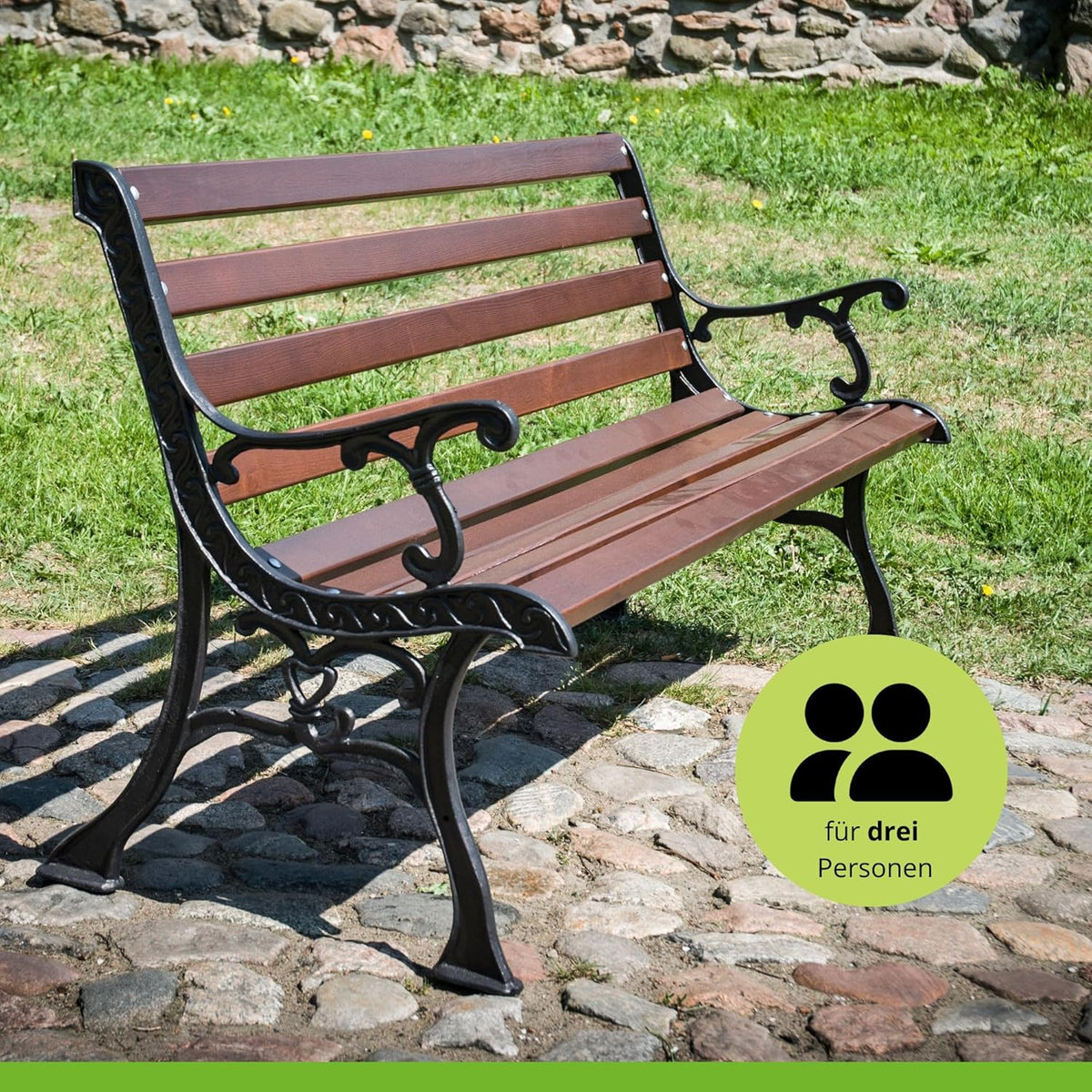 Banc de jardin en fonte 0111 - En bois d'épicéa - Pour terrasses - Banc de balcon - 155 x 78 x 39 cm - Palissandre